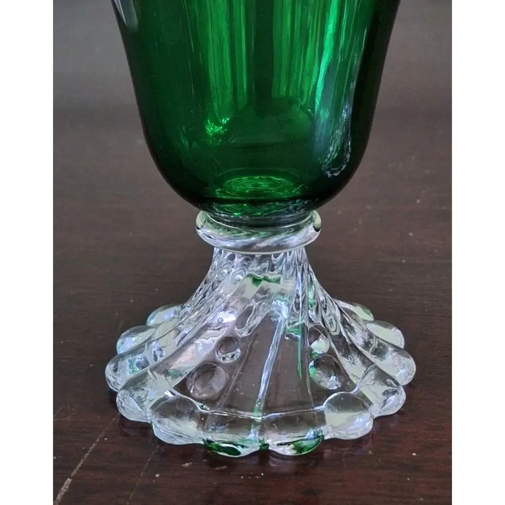Pair Vintage Anchor Hocking Burple Inspiration Forest Green Water Goblets